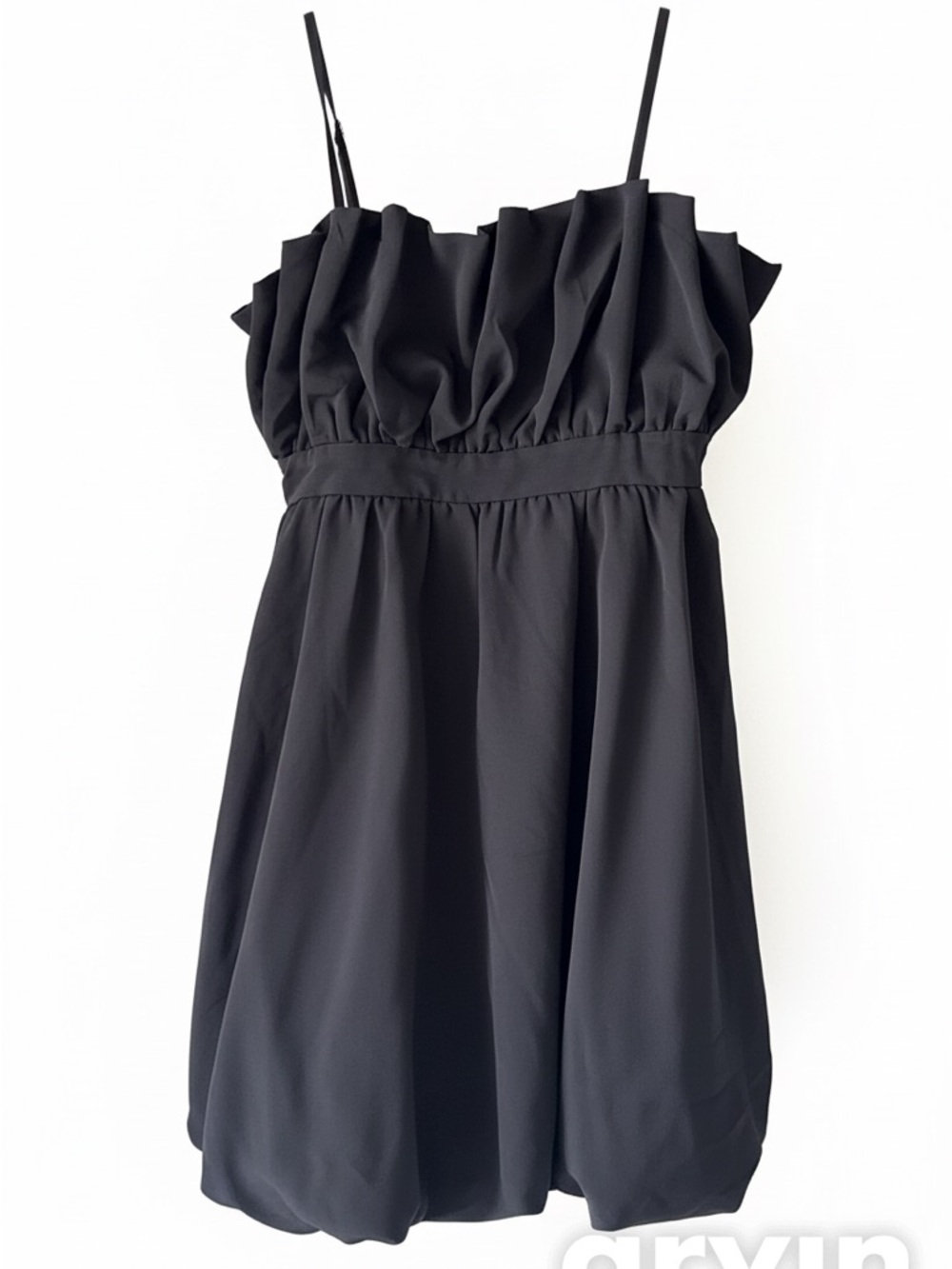 One-Shoulder Black Bubble Dress with Ruching